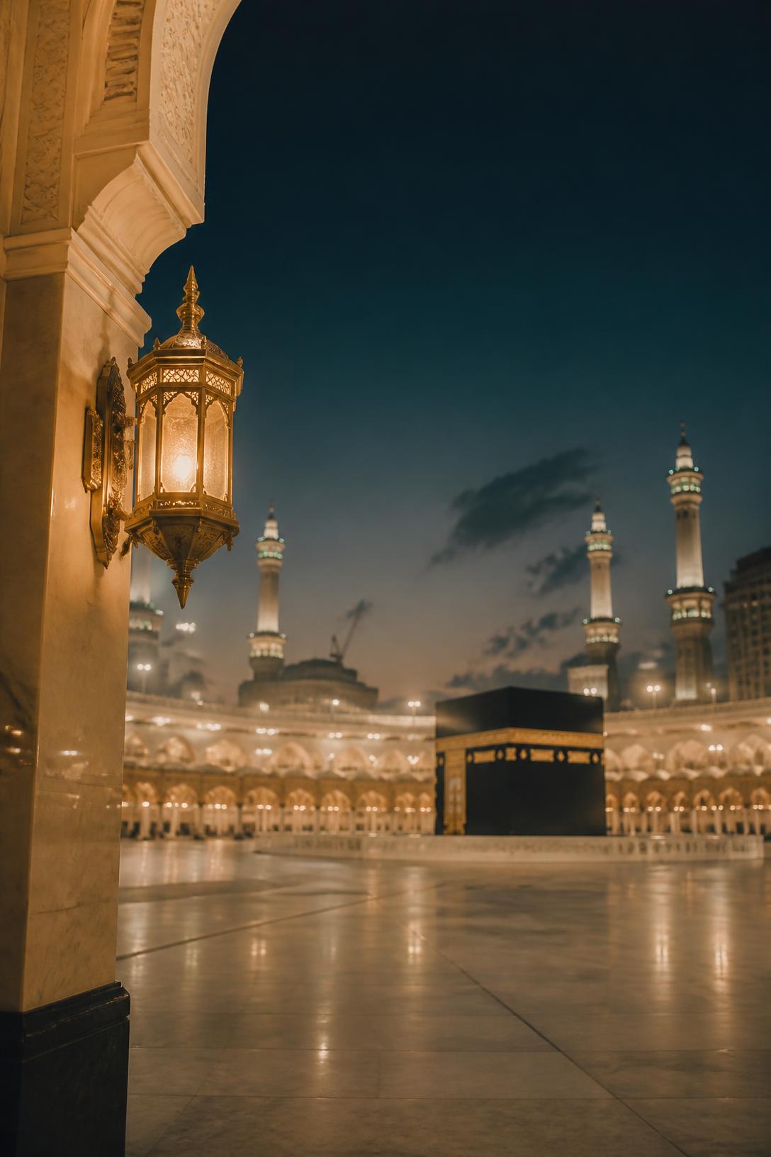 المسجد الحرام في مكة المكرمة وقت الغروب